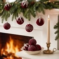 thumbnail image 4 of 12 Pcs Velvet Christmas Balls Ornaments Set Shatterproof Flocked Christmas Tree Ornament with Gold Glitter, Vintage Flocked Finish, Christmas Decorations for Tree Wreath Garland Mantle Stairs Decor, 4 of 6
