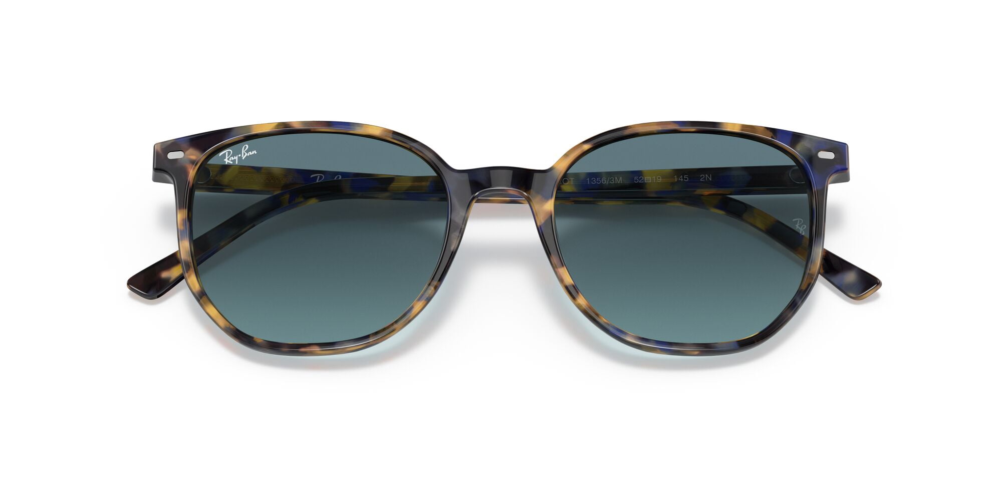 Ray-Ban Elliot Sunglasses, Minimalist Square Eyeglasses with Case, Yellow & Blue Havana/Blue Gradient, Size 52