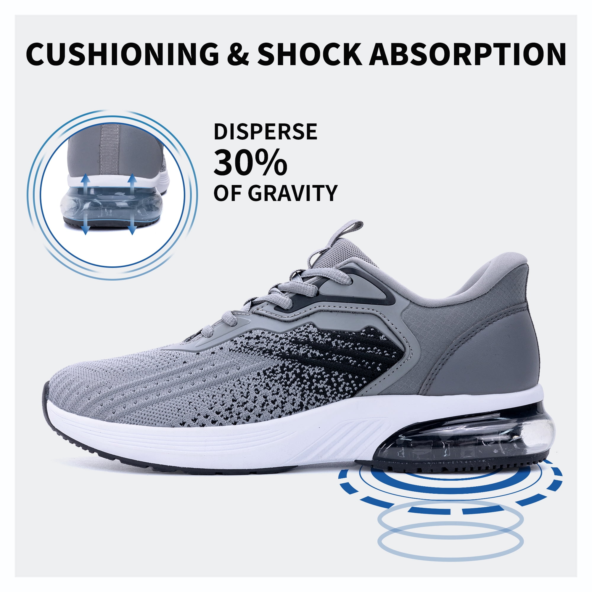 BROYON Men’s Air Walking Shoes，Slip-on Sneakers Comfortable Breathable Training Tennis Gym Workout Jogging Fashion Athletic Running Shoes US 7-13