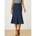 thumbnail image 4 of Falda de Mezclilla Casual Allegra K Faldas Midi Acampanadas Talle Alto Azul Oscuro M, 4 of 6