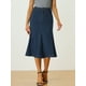 thumbnail image 4 of Falda de mezclilla casual Allegra K Faldas midi acampanadas de talle alto Azul oscuro XS, 4 of 6