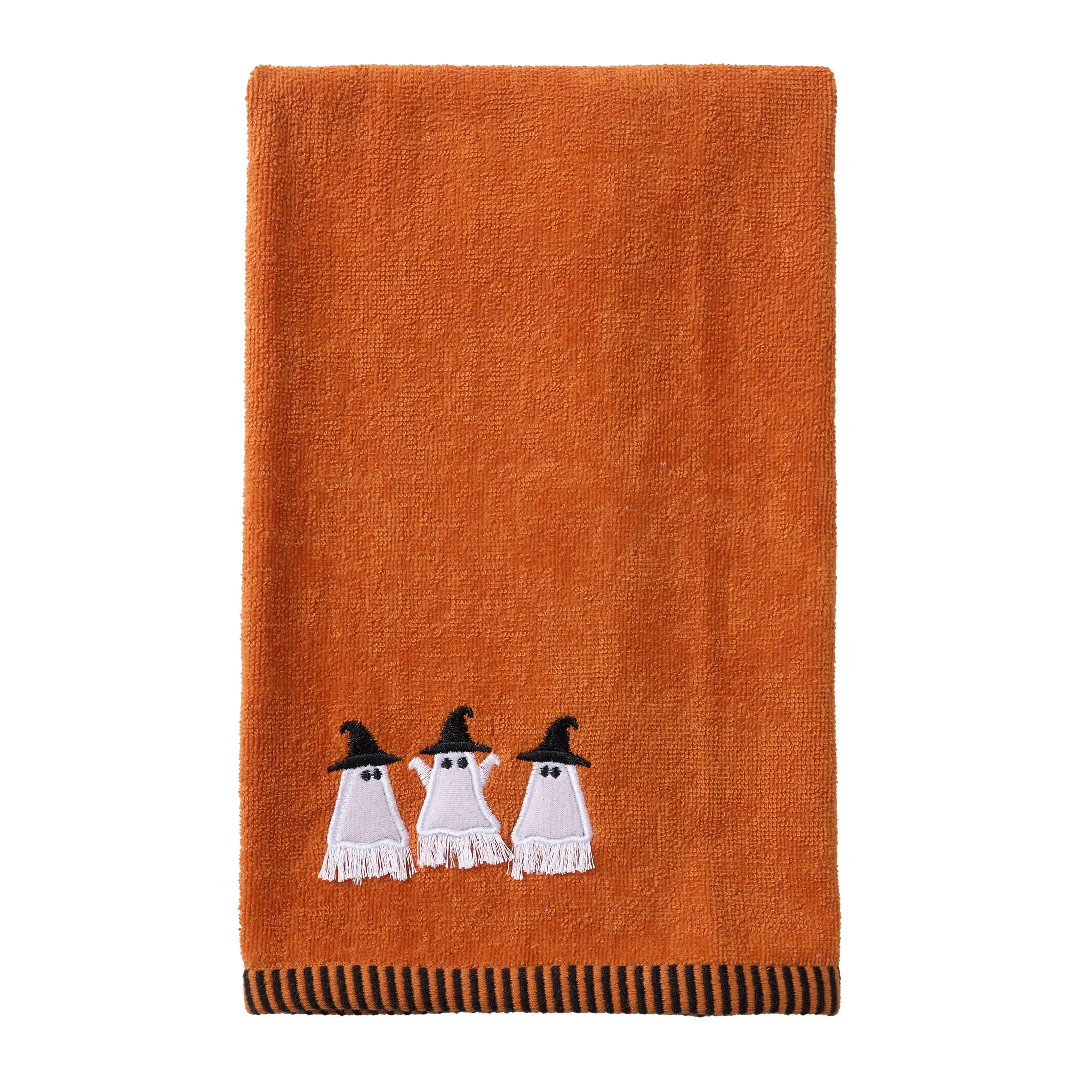 Evergrace Halloween 2 Piece Hand Towel Set, 100% Cotton, Ghost, Orange 16"x26"