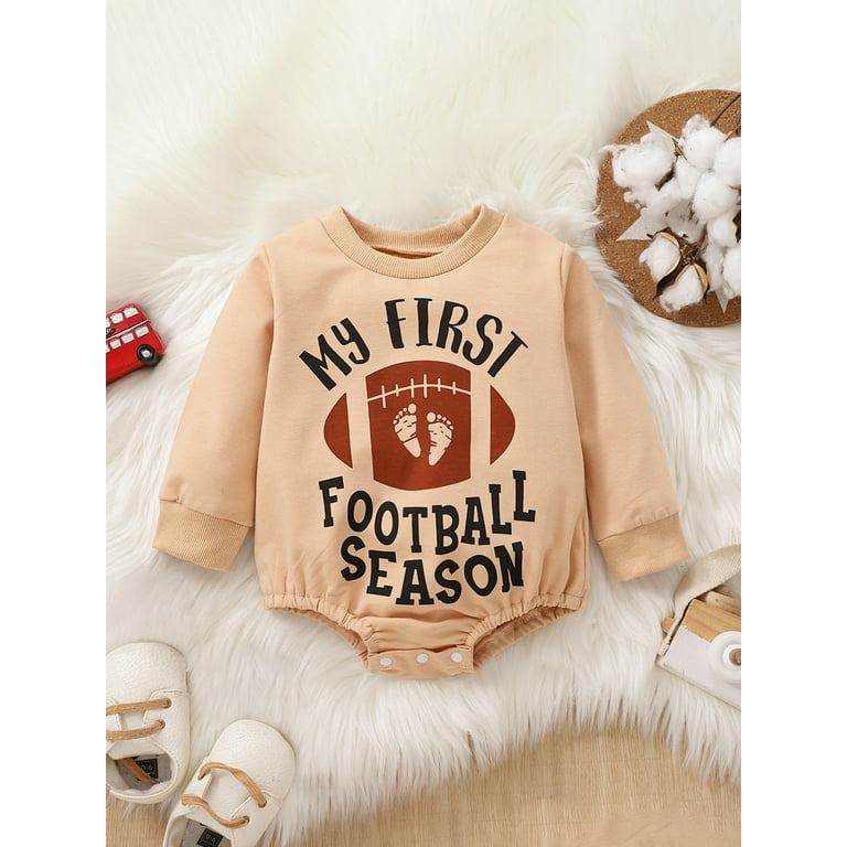 Newborn Infant Baby Boy Girl Sweatshirt Romper Funny Football Bro