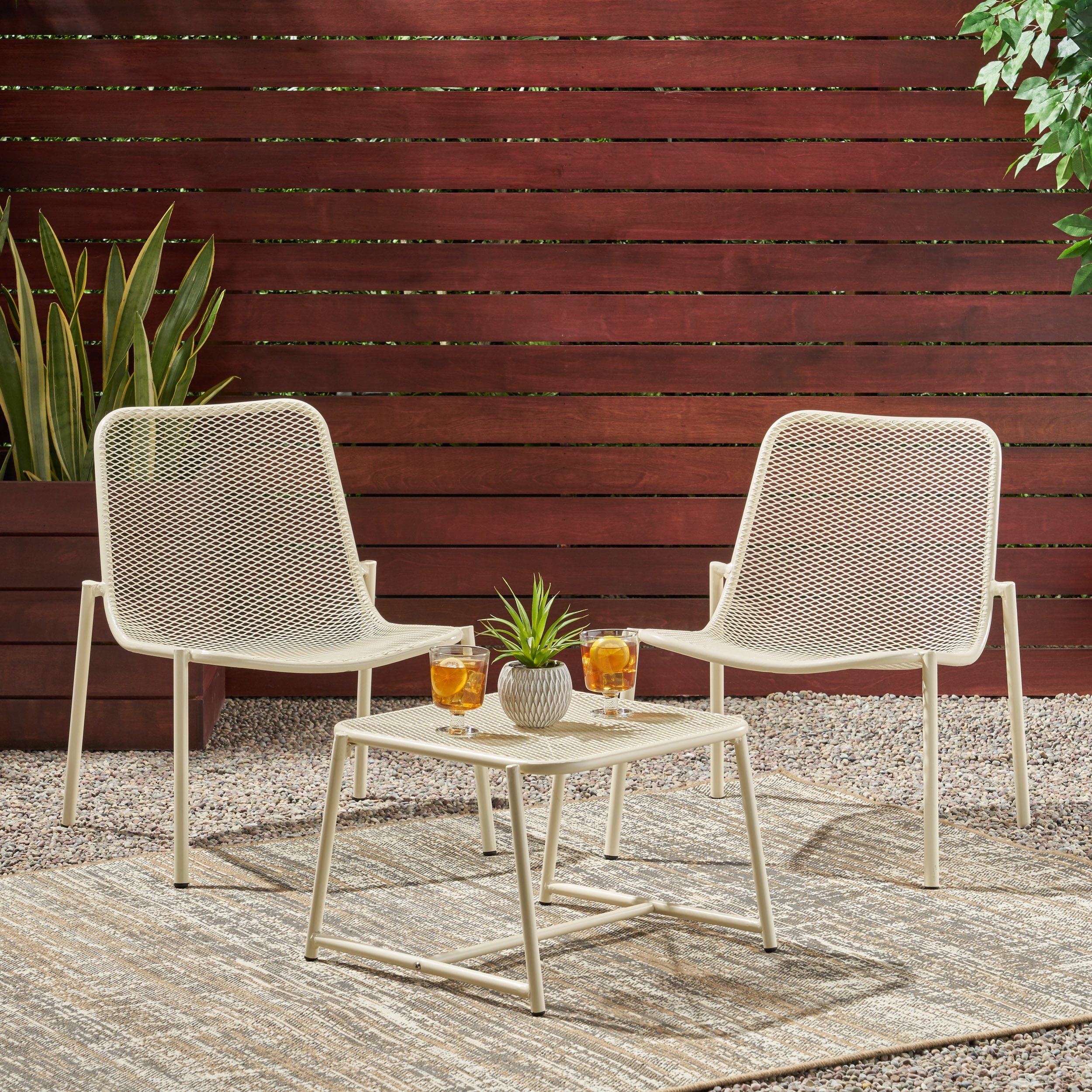 Sajan Outdoor Modern 2 Seater Chat Set, Matte White