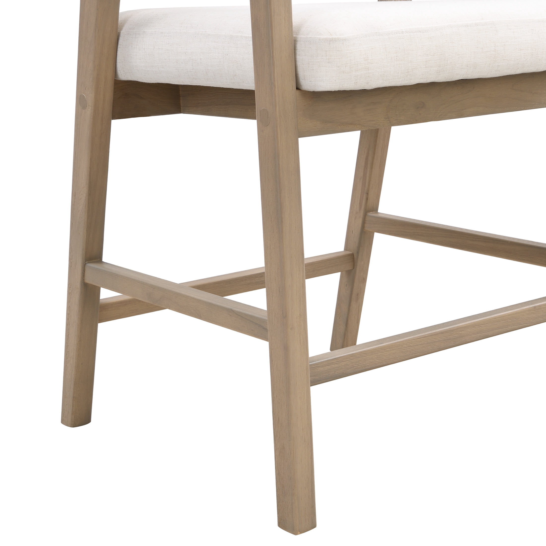 GDF Studio 24.25" Counter Height Bar Stools with Beige Cushion, Rattan Back, Light Ash Wood Frame, Set of 2
