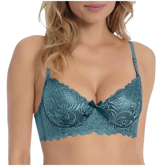 Women's Lace Balconette Bra, Underwire Support Soft Cup Lingerie, Deep V Comfortableale Everyday Bralette