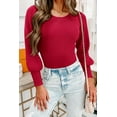 thumbnail image 2 of Long Puff Sleeve Sweaters for Women  Fall Winter Crewneck Knit Ribbed Bodysuit Pullover Tops, 2 of 11