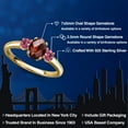 thumbnail image 2 of Gem Stone King 18K Yellow Gold Plated Silver Red Garnet and Pink Tourmaline Engagement Ring for Women | 1.30 Cttw | Oval Checkerboard 7X5MM | Gemstone January Birthstone | Size 6, 2 of 6
