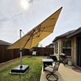 thumbnail image 3 of PURPLE LEAF 9FT Deluxe Square Patio Umbrella, Large Offset Cantilever Umbrella with 360° Rotation, Beige, 3 of 11