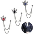 thumbnail image 1 of 3 piezas Broche para hombre Insignia de pin de traje con broche de cadenas, 1 of 2