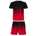 thumbnail image 3 of Adult Breathable Short Sleeved Shorts With Ink Wash Style Loose Fitting Pullover Two-piece Set, 3 of 3