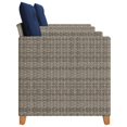 thumbnail image 2 of vidaXL 3 Piece Bistro Set with Cushions Grey Poly Rattan Acacia Wood, 2 of 5