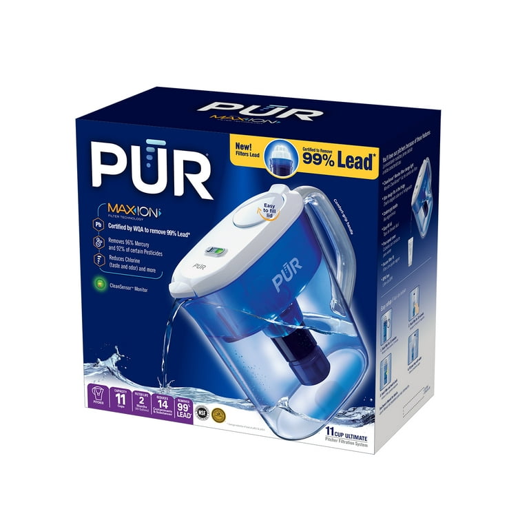 PUR Ultimate 11 Cup Pitcher Water Filter with Lead Removal, PPT111W, Blue PUR Ultimate 11 Cup Pitcher Water Filter with Lead Removal, PPT111W, Blue