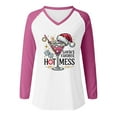 thumbnail image 3 of Womens Christmas Long Sleeve Shirt Funny Xmas Doodles Graphic Tee Long Sleeve V-Neck Holiday Family Party Matching Tops, 3 of 3