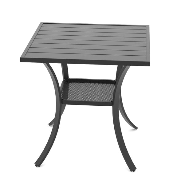 27.5" Outdoor Dining Table, Patio Side Table for Lawn Garden Backyard, Square, Black