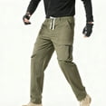 thumbnail image 1 of Ceisia Men Solid Color Fleece Multi Pocket Work Pants Loose Drawstring Gift Elastic Cuff Trousers, 1 of 7