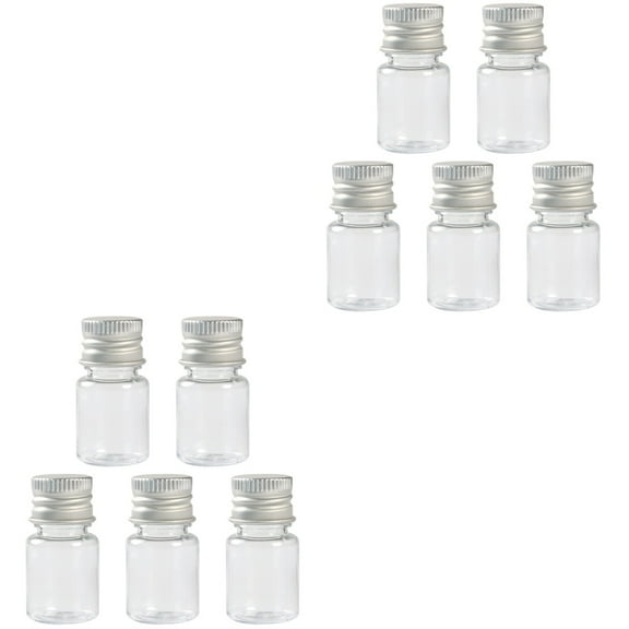 WORGEOUS 10 pcs Tiny Jars Empty Sample Bottles with Screw Cap Clear Glass Sample Vials Test Tube Jars Essential Oil Jar Clear for Scientific Experiments Laboratory