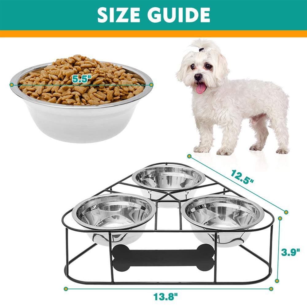 Pupteck Adjustable Dog Feeder with 2 Bowls - Raised Stainless Steel  Elevated Pet Feeder for Medium Large Dogs
