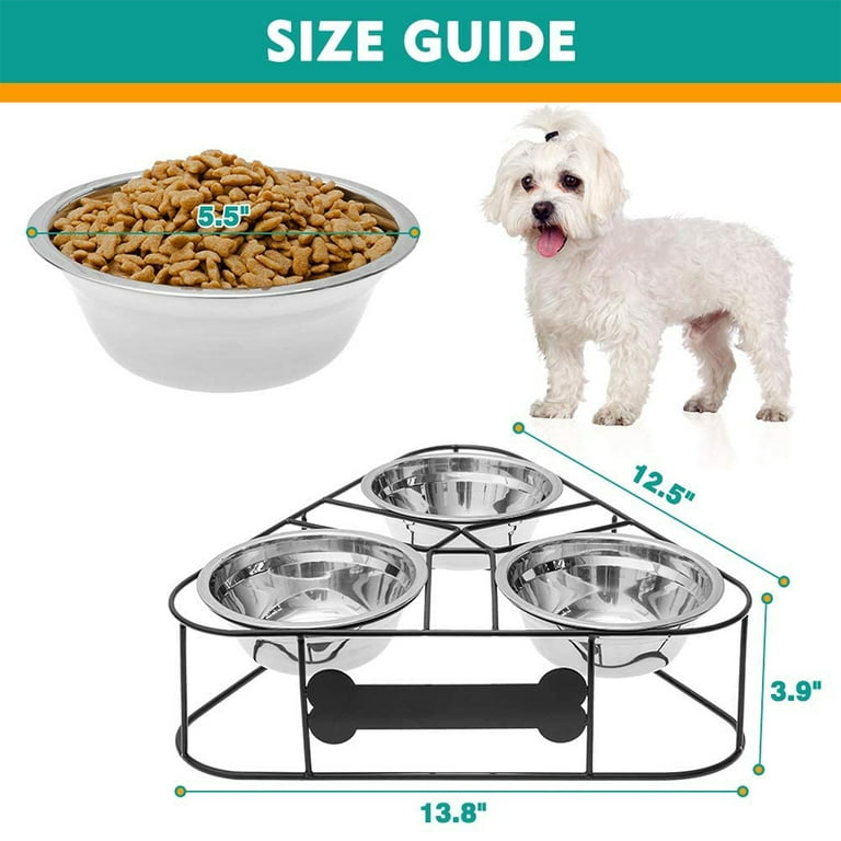 Pupteck Adjustable Dog Feeder with 2 Bowls - Raised Stainless