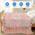 thumbnail image 4 of Pink Boho Cooling Blanket,Lightweight Breathable Summer Throw Blanket with Double Sided Cold Effect,Vintage Abstract Tribal Decorative Oriental Picnic Blankets Bed Sheet for Hot Sleepers 60"x80", 4 of 8
