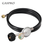 GASPRO Propane Gas Regulator Hose 6 ft with Gauge, Rubber Braided LP Gas Hose, Replacement for Gas Grill, Fire Pit, Patio Heater, BBQ, Propane Tank