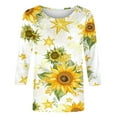thumbnail image 5 of Weiqiqre Women's Tops 3/4 Sleeve T Shirt Sunflower Graphic Tees Flower Print Summer Casual Tops Blouse, 5 of 5