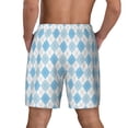 thumbnail image 2 of Lsque Mens Swim Trunks Blue and White Squares Pattern - Bathing Suit Compression Liner - Beach Swim Shorts Swimwear - (S-3XL) - Stretch Quick Dry -3X-Large, 2 of 9