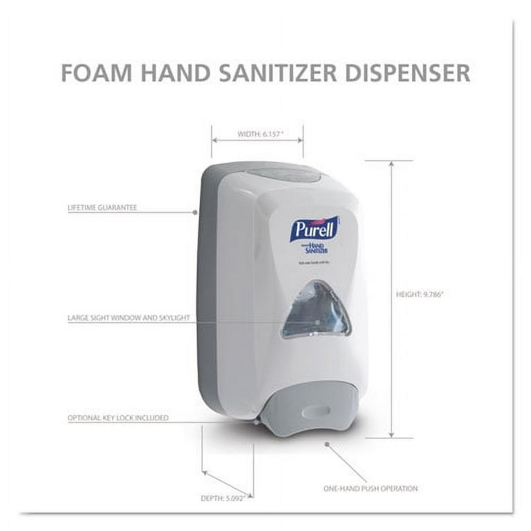 FMX-12 Foam Hand Sanitizer Dispenser, 1,200 mL Refill, 6.6 x 5.13 x 11, White FMX-12 Foam Hand Sanitizer Dispenser, 1,200 mL Refill, 6.6 x 5.13 x 11, White
