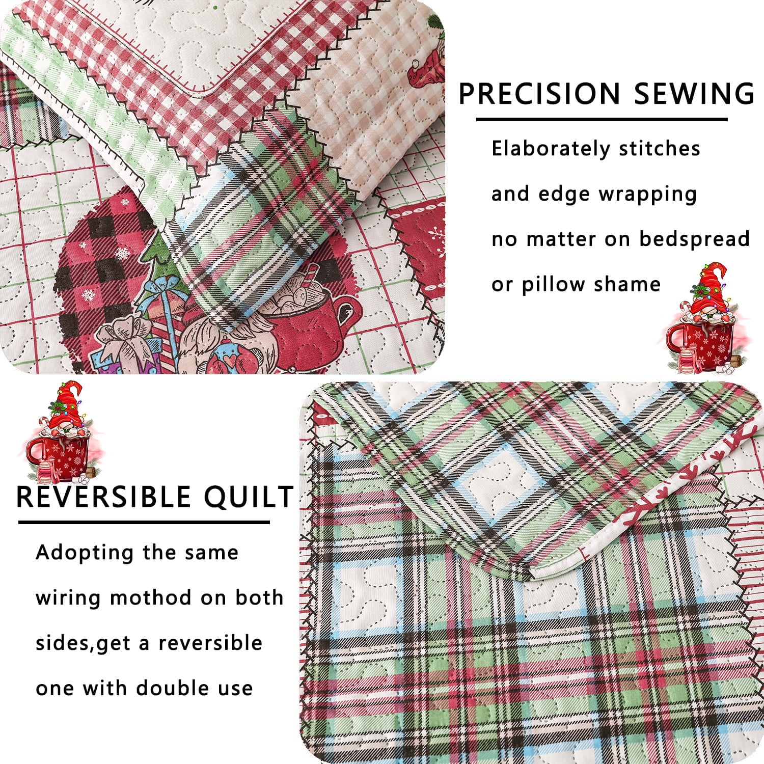 Green Essen Christmas Quilts King Christmas Tree Bedspread Lightweight Snowlake Coverlet Festive Bedding Plaid Home Decor