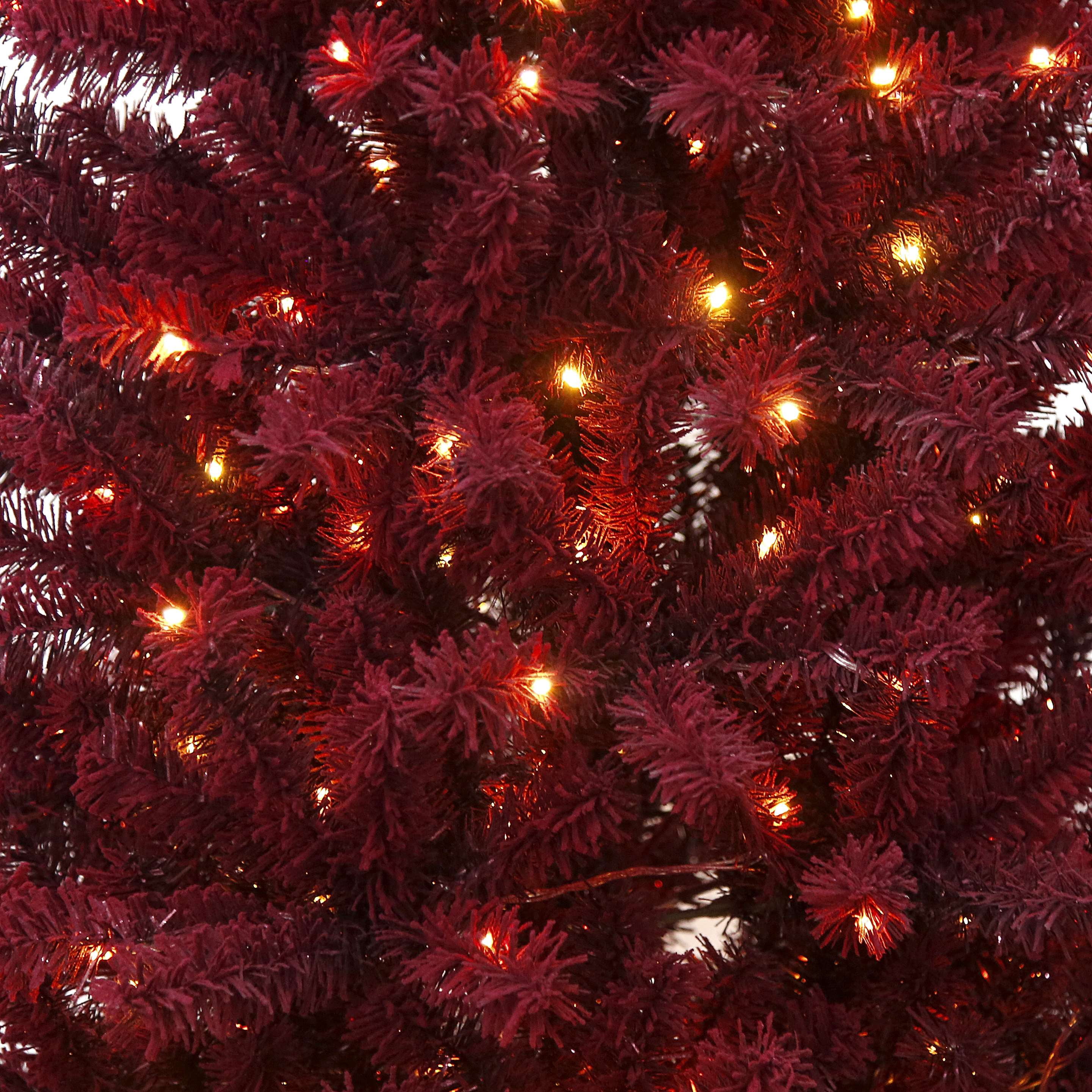 7 Foot Tranquil Red Velvet Flocked Christmas Tree by Holiday Time