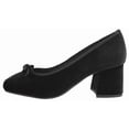 thumbnail image 2 of TOP MODA Women Block Heel Pumps Classic Square Toe Dress Shoes Bow ELBA-88 Black Velvet Suede 7, 2 of 6
