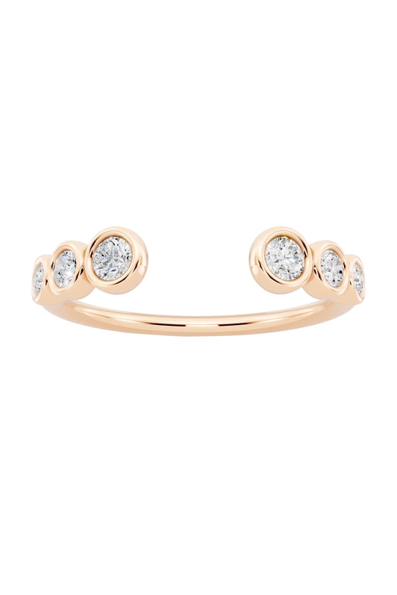 1/4 Ct Round Moissanite Eternity Wedding Band Open Ring for Women 14K Rose Gold Plated 925 Sterling Silver Bubble Stacking Engagement Ring Promise Anniversary Ring D Color Jewelry Gift for Her 9