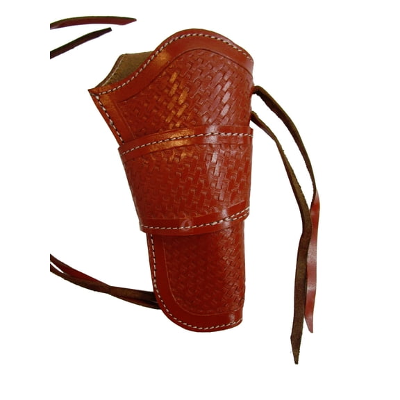 Leather Holster Long Barrel OWB Revolver Pistol Fit Basket Tooled Red - Right Hand