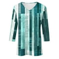 thumbnail image 7 of ZQUUVOU Women's T-Shirt Casual Plaid V-Neck 3/4 Sleeve Blouse A-Mint Green (XL), 7 of 7