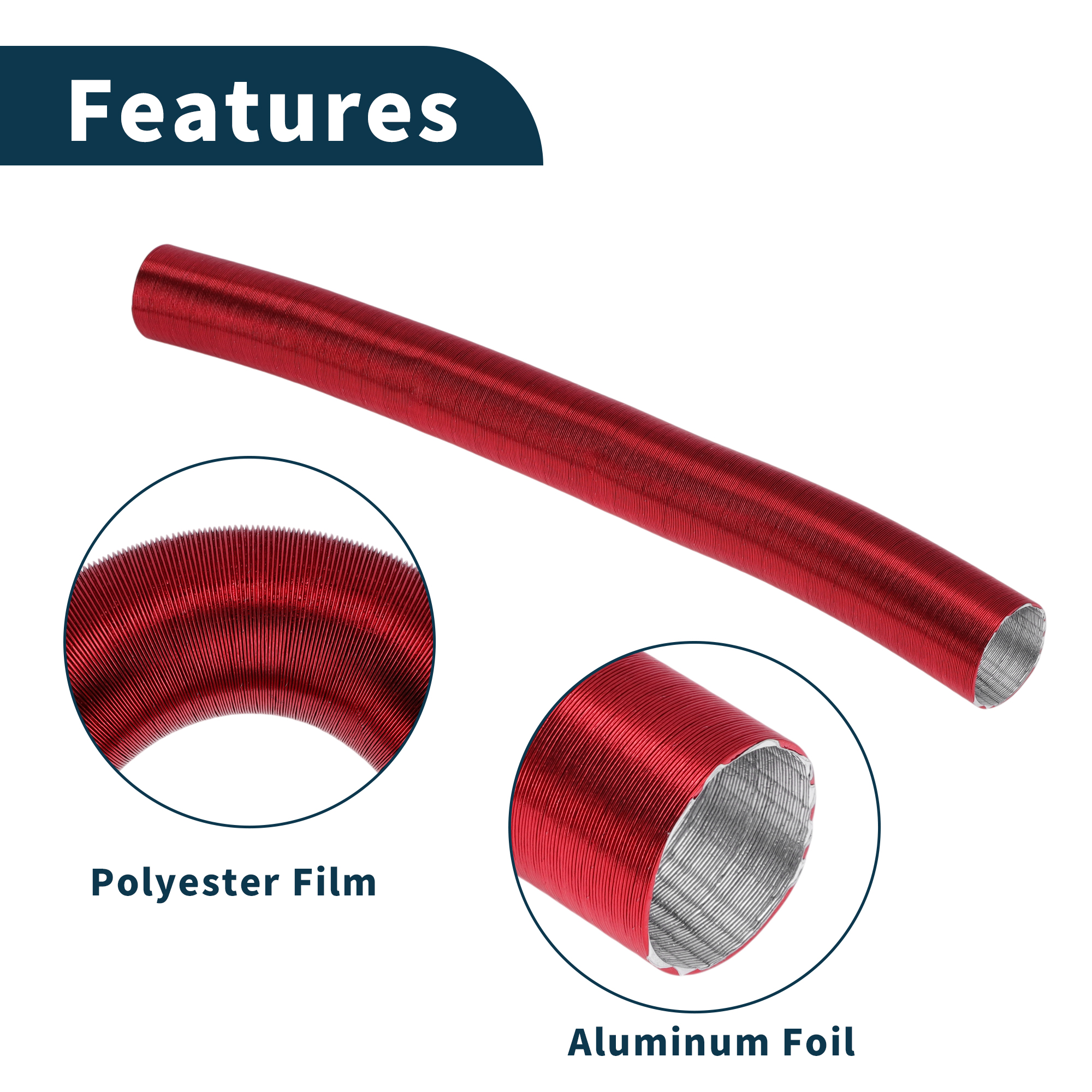 Unique Bargains 42mm Dia 100cm Car Heater Duct Kit Car Heater Duct Pipe Hose Set for Diesel Heater Red