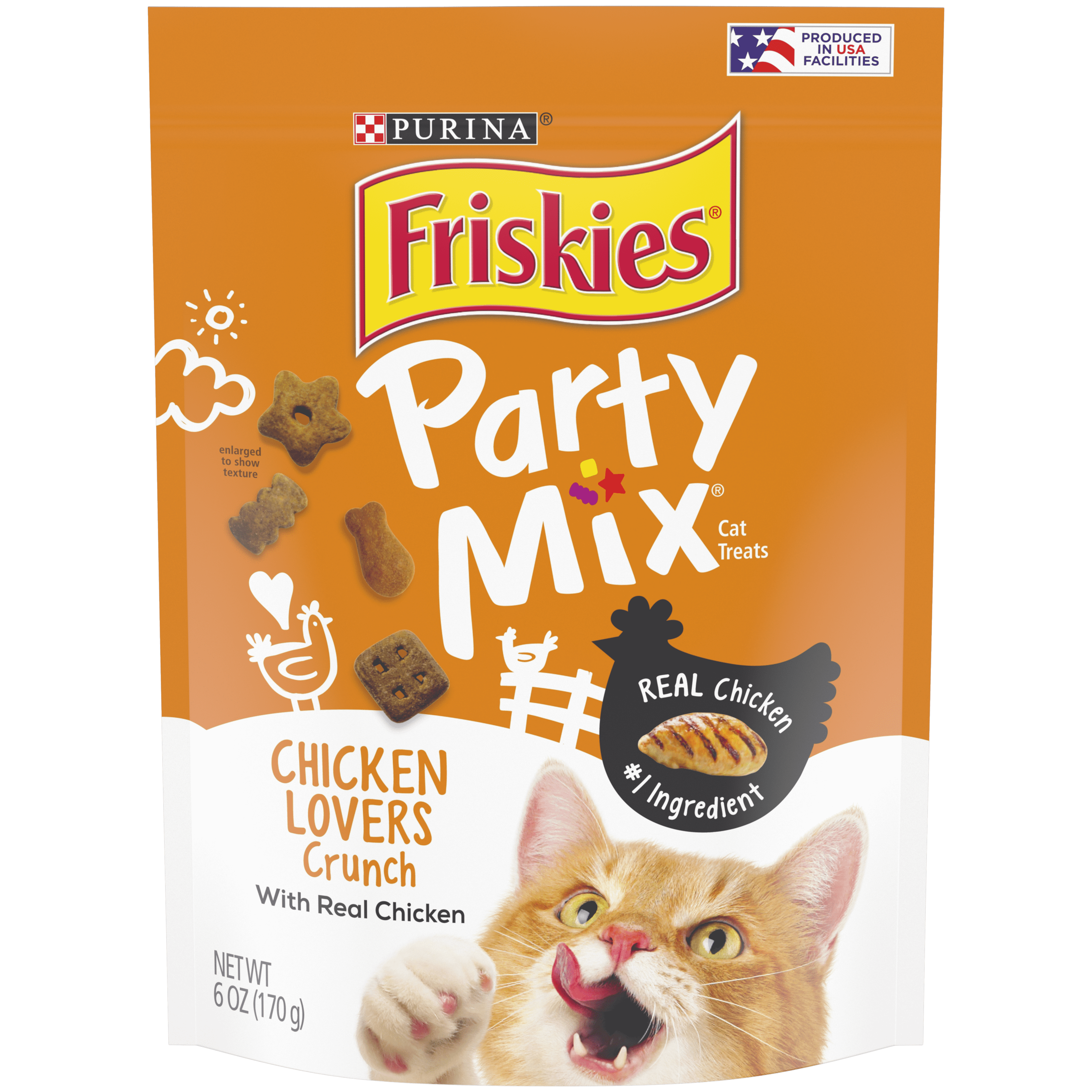 Friskies Party Mix Crunch Cat Treats, Chicken Lovers Crunch, 6 oz