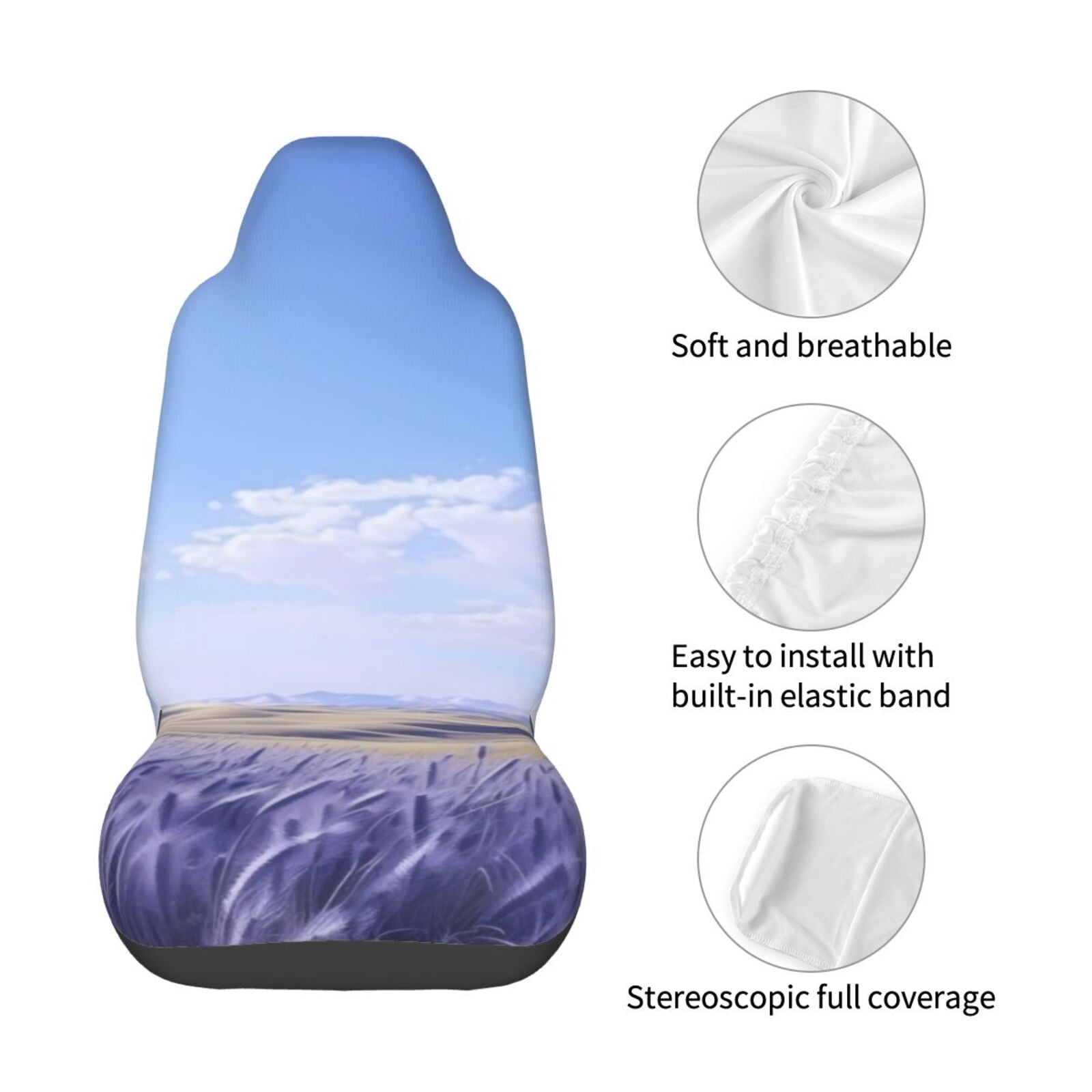 Naloa Lavender Fields Under Blue Sky Car Seat Covers Universal Front Seat Coves for Car Accessories ,Padded Car Covers for Automotive, SUV, Truck, and Van