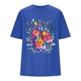 thumbnail image 3 of Graphic Tees for Women T-Shirts Women's Oversized Top Loose Short Sleeve T Shirt Style for Everyday Comfort and Casual Blue L, 3 of 5
