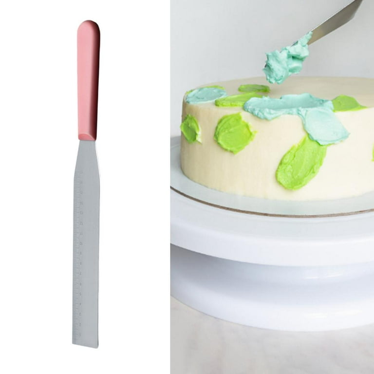 Stainless Steel Cake Spatula 8-Inches Smoother Baking Butter Frosting Icing Spatula Smooth Tools Spreader Fondant Pink