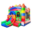 thumbnail image 3 of Pogo Bounce House Water Slide and Splash Pool with Blower, Building Block Kids Inflatable Jumper, 3 of 8