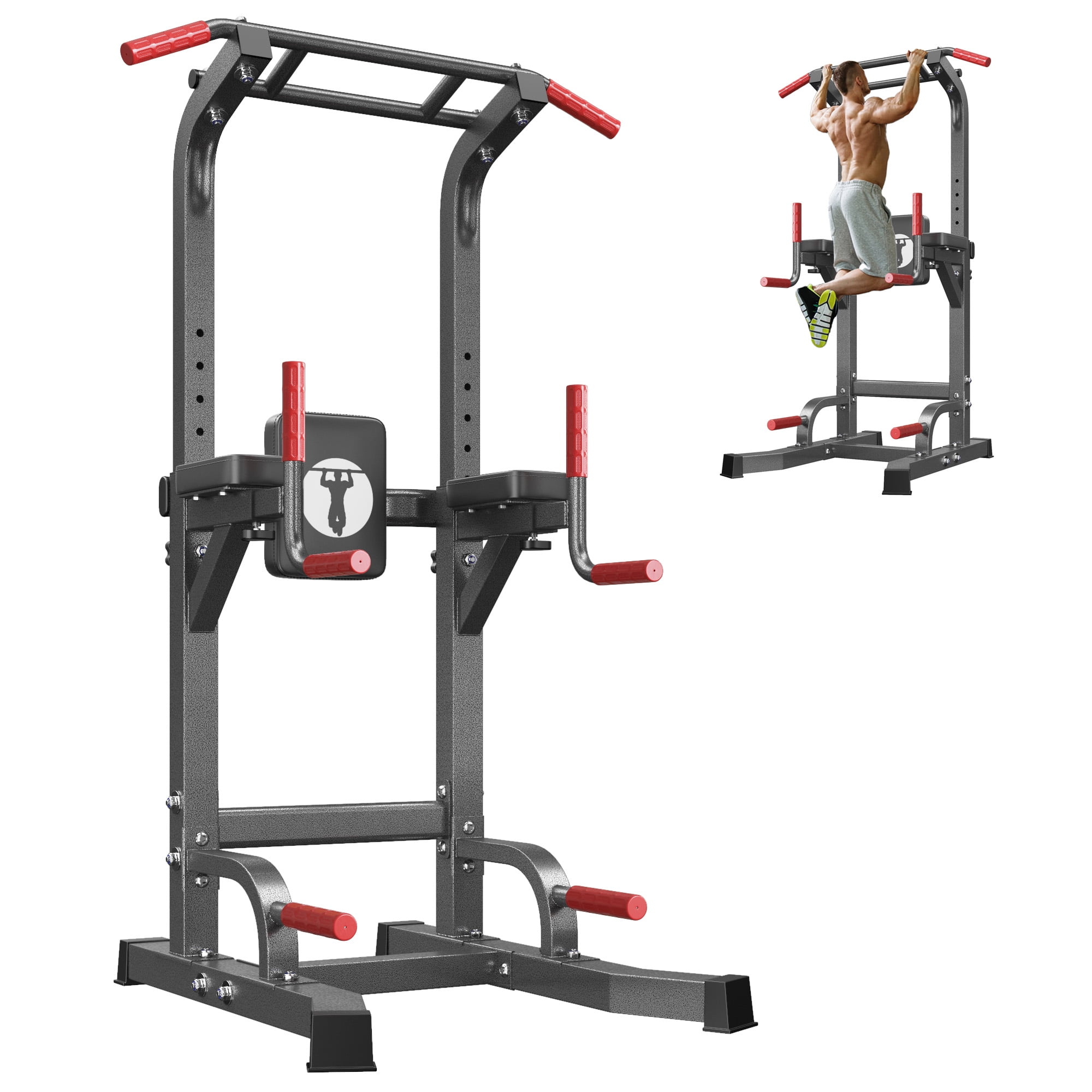 SogesPower Power Tower Dip Station Pull up Bar Stand with Adjustable Height, Multifuctional Training Equipment for Home Gym