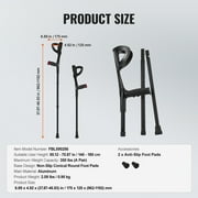 KFFKFF Adult Forearm Crutches, Adjustable 10-Level Height, Foldable Aluminum Support with Open Cuff & Anti-Slip Pad for Surgery Recovery, Leg Injuries, Disabled Use, 350LBS Capacity, 1 Pair