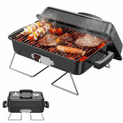 Portable 21 inch charcoal grill with insulation cover, small outdoor grill folding grill, foldable outdoor grill, stainless steel charcoal grill, travel mini grill, easy to carry, suitable for 3-5 peo