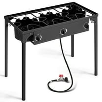 UBesGoo Portable 3 Burner Propane 225,000BTU Outdoor Stove with Adjustable Legs, Black