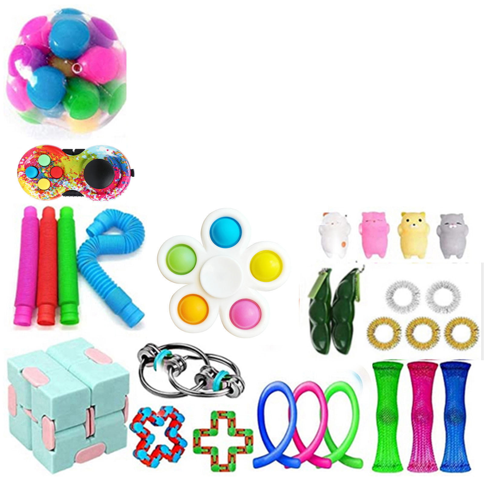 5Pack Fidget Toys Set Sensory Tools Bundle Stress Relief Kids Simple Dimple Toy 