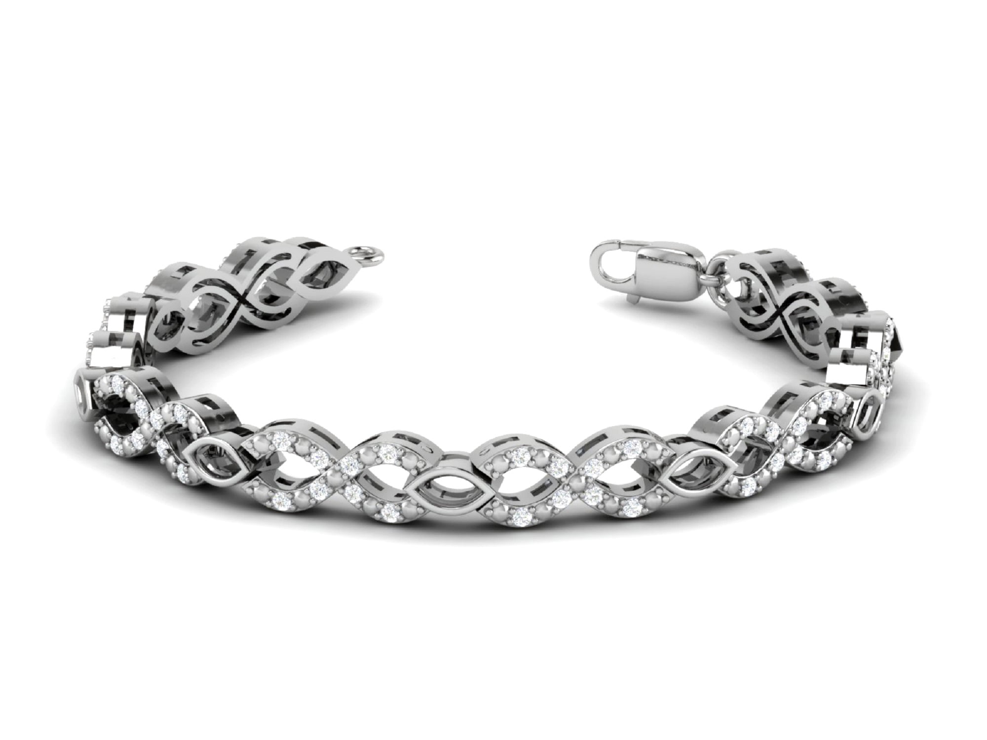 Genuine Luxurious 2 Ctw Natural Diamond Infinity Bracelet In Sterling