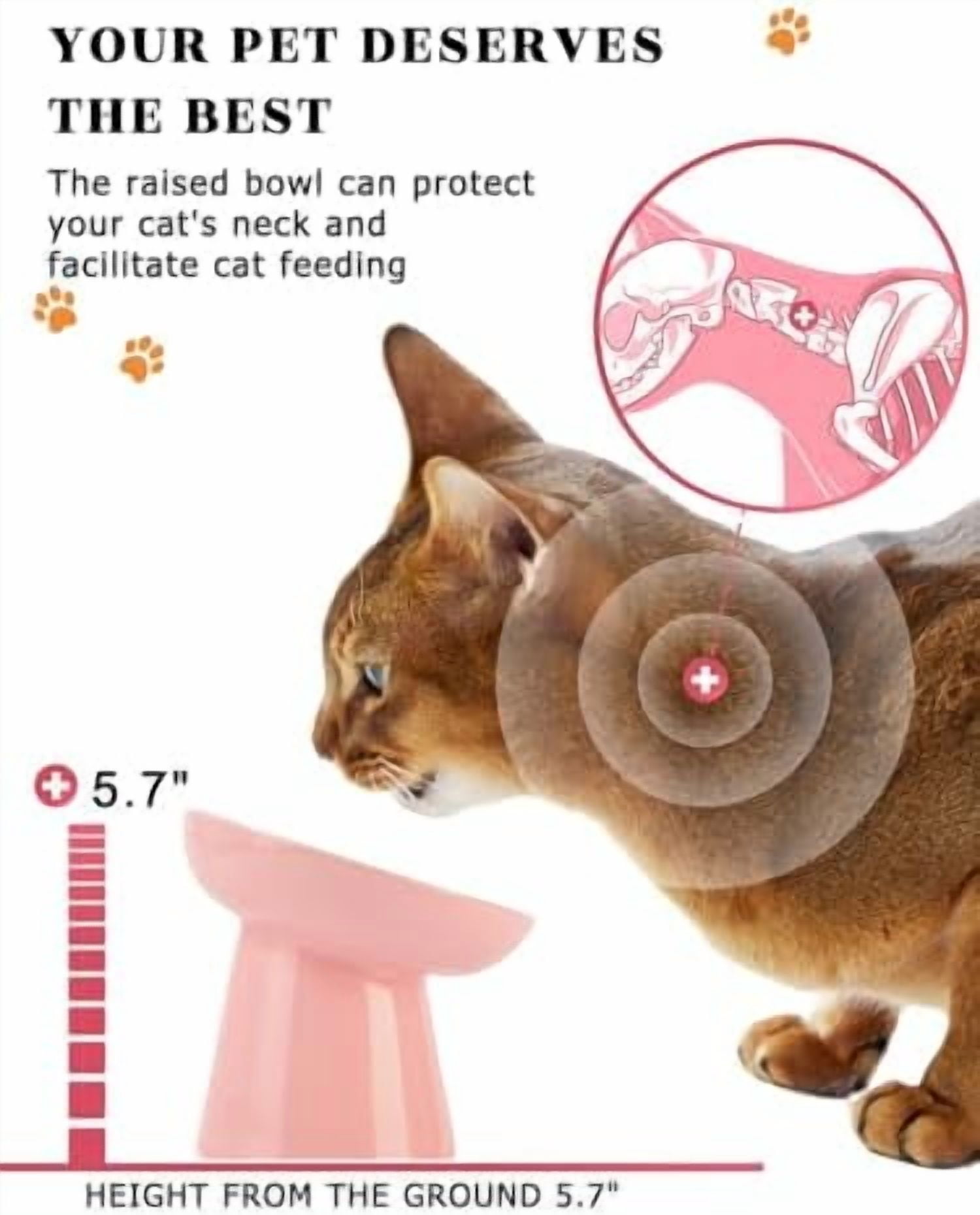 6 Inch Slow Feeder Bowl, Elevated Dog & Cat Bowl, Ceramic, Anti Vomiting, Pink