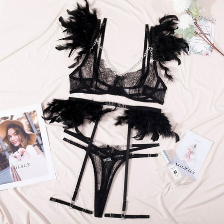 Feather Match Sets Split Bra Set Detachable Sexy Lace Sexy Lingerie