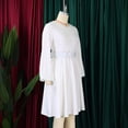 thumbnail image 3 of AURA Plus Size Belted Swing Midi Dress Long Sleeve Crewneck High Waist Large Skirt Elegant Fall Winter Dress with Zipper, 3 of 9