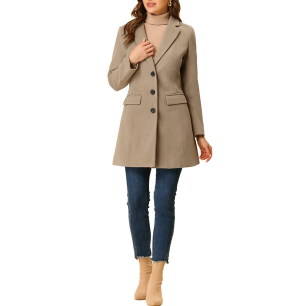 INSPIRE CHIC Women's Coat Solid Color Notched Lapel Single